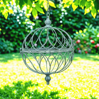 Wrought Iron Hanging Planter Basket for Outdoor Garden and Patio Decor
