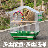 Metal Roof Decorative Bird Cage for Parakeets, Finches, Peonies, Iron Art Breeding Cage, Small Bird House