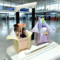 Portable Standing Cosmetic Bag with Brush Holder, Large Capacity Waterproof Travel Toiletry Organizer
