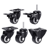 Heavy Duty Swivel Caster Wheels with Brakes, Silent, 1.5-inch to 2-inch for Furniture and Carts