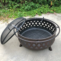 Outdoor Round Cast Iron / Cold Rolled Steel Fire Pit BBQ Grill with Accessories