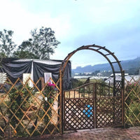 Outdoor Garden Archway Trellis for Climbing Plants, Carbonized Anti-Corrosion Wood Pergola for Patio Balcony