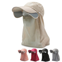 Women's Summer Retractable Brim Sun Hat with Face Shield, UV Protection Cycling Sunscreen Hat