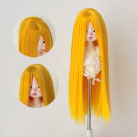 BJD Doll Long Straight Hair Wig with Bangs for 1/3, 1/4, 1/6 Scale Dolls