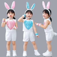 Kids' Sequin Bunny Costume Dress for Stage Performance and Dance