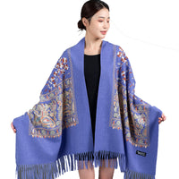 Women's Faux Cashmere Embroidered Shawl Scarf for Winter Cheongsam Outerwear