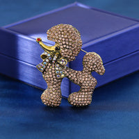 Cute Rhinestone Dog Brooch Pin for Women, Vintage Animal Crown Lapel Pin