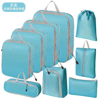 Travel Compression Packing Cubes Set with Shoe Bag for Luggage Organization