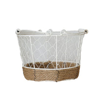 Hand-Woven Iron Wire Storage Basket Vintage Rustic Style Round Organizer Bin