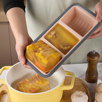 Collapsible Silicone Lunch Box with Compartments, Microwave Safe Food Storage Container
