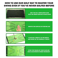 Golf Swing Practice Mat with Impact Trace for Indoor Outdoor Training