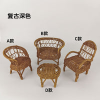 1:12 Miniature Dollhouse Woven Rattan Furniture for BJD OB11 Dolls