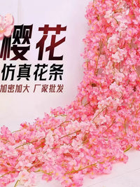 Artificial Cherry Blossom Garland for Wedding Decoration and Pipe Concealment, Hanging Vine Simulation Flower String