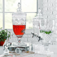 Glass Beverage Dispenser with Spigot, Nordic Style Commercial Hotel Buffet Milk Juice Drink Dispenser
