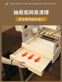 Large Anti-Splash Bird Cage Villa for Parrots, Cockatiels, Peonies, and Sun Conures