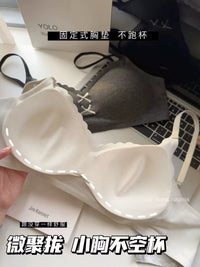 Women's Seamless Gather Bra Wireless Thin Anti-Sagging Fixed Cup Bralette