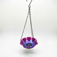 Hanging Metal Bird Feeder and Bath for Outdoor Garden Decor - Attracts Bees, Butterflies, and Hummingbirds