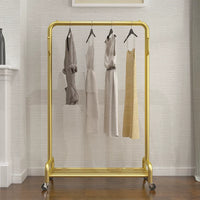 Freestanding Garment Rack with Shoe Shelf and Wheels for Bedroom, Living Room, Balcony