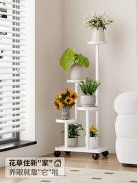 Multi-Tier Metal Plant Stand with Wheels or Anti-Slip Feet for Indoor/Outdoor Use