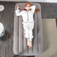 Inflatable Air Mattress with Built-in Pillow, Portable Single/Double Air Bed for Home & Outdoor Camping