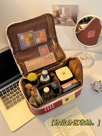 Dopamine Portable Cosmetic Bag for Women, Large Capacity Waterproof Travel Toiletry Organizer