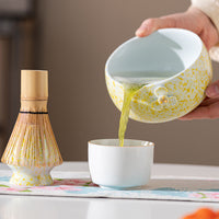 Matcha Whisk and Bowl Set with Portable Leather Case, Bamboo Chasen for Traditional Japanese Tea Ceremony