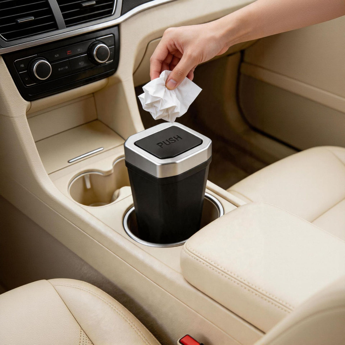 Car Trash Can with Lid - Multifunctional Vehicle Storage Box and Desktop Organizer