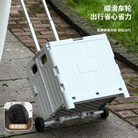 Portable Folding Shopping Cart with Lid, 45L Collapsible Utility Cart for Groceries, Camping, and Travel