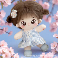 20cm Cotton Doll Outfit Plaid Dress for Plush Dolls