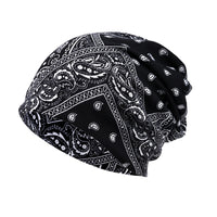Unisex Paisley Beanie Neck Warmer Scarf - Versatile Double-Layer Headwear for All Seasons