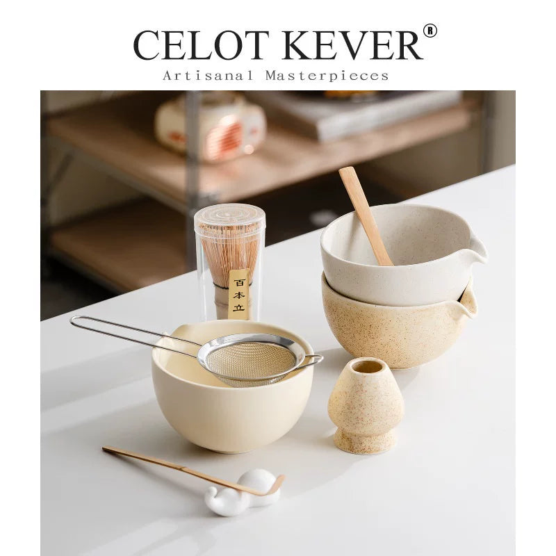 CELOT KEVER Zen-Inspired Matcha Tea Bowl Set with Whisk and Accessories