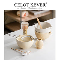 CELOT KEVER Zen-Inspired Matcha Tea Bowl Set with Whisk and Accessories