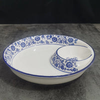 Ceramic Divided Serving Platter for Snacks, Dumplings, and Appetizers