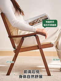 Foldable Rattan Leisure Chair for Balcony, Outdoor Camping, Beach, and Fishing