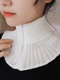 2026 Autumn/Winter Knitted Zipper Detachable Collar Scarf for Women, High-Neck Neck Warmer