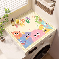 Cartoon Sootball Washing Machine Dust Cover & Diatomaceous Earth Non-Slip Mat for Refrigerator & Nightstand