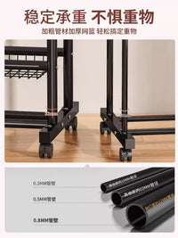 Heavy Duty Double Rod Garment Rack with Wheels, Floor Standing Clothes Hanger for Bedroom, Storage Shelf