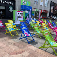 Foldable Solid Wood Beach Lounge Chair with Canvas Seat for Outdoor Relaxation