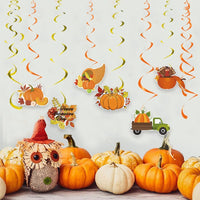 Thanksgiving Maple Leaf Pumpkin Swirl Decorations for Autumn Harvest Party
