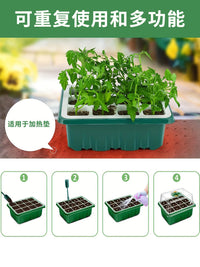 12-Hole Seed Starter Tray Kit with Humidity Dome and Base, Reusable Plant Germination Station