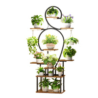 Multi-Tier Metal Plant Stand with Grow Light for Indoor Balcony and Living Room
