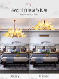 New Chinese Style Lotus Chandelier for Living Room, Bedroom, Hotel Lobby, Restaurant, and Private Rooms