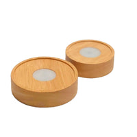 Wireless Base Round Battery Touch Control Night Light with Solid Wood Luminous Base and Soft Light Cover