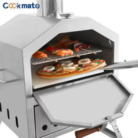 Outdoor Stainless Steel Wood-Fired Pizza Oven and BBQ Grill