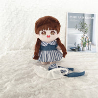 20cm Cotton Doll Clothes Set - Striped Shirt, Shorts, Maid Dress, Apron, Headband