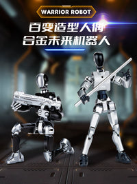 Multi-Joint Poseable Robot Action Figure Toy for Boys, Alloy Model with Suction Cup Base