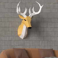 DIY 3D Geometric Deer Head Wall Mount Papercraft Kit for Home Decor