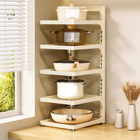 Multi-Layer Pot and Pan Organizer Rack for Kitchen Cabinet Countertop Under-Sink Storage