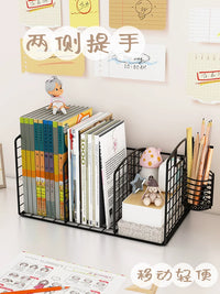 Desktop Iron Art Bookshelf Organizer for Office and Home