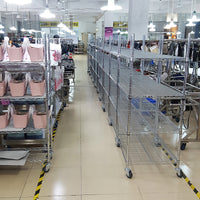 Stainless Steel Chrome Plated Carbon Steel Multi-Layer Storage Rack with Wheels for Cold Storage and Workshops